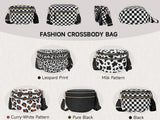 Women Checkered Bum Bag Casual Fanny Pack Large Capacity Crossbody Adjustable Strap Simple Shoulder Mommy Bag Daily Travel Tote