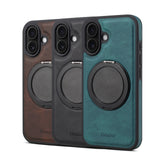 iPhone Faux Leather Case with 360° Ring Stand