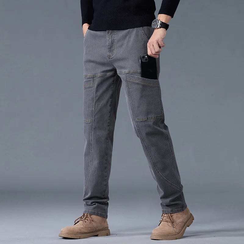Men’s Fashion Print Straight-Cut Jeans