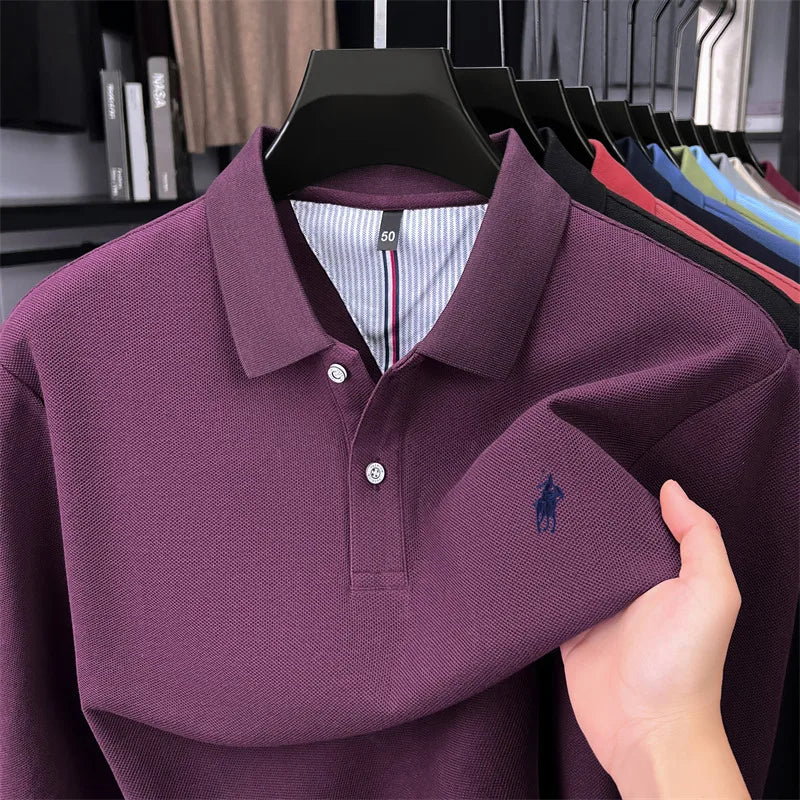 Premium Cotton Embroidered Long Sleeve Polo Shirt