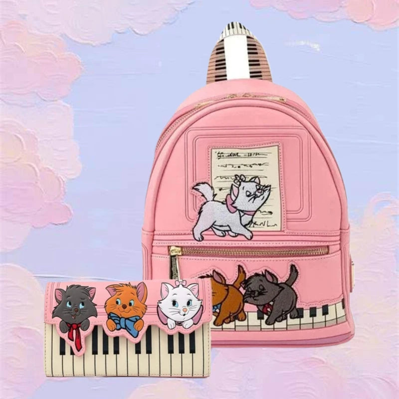 2pcs/set Piano Kitten Imitation Mini Backpack and Wallet Christmas The Marie Cat Cosplay Backpack Schoolbag Handbag for Girls