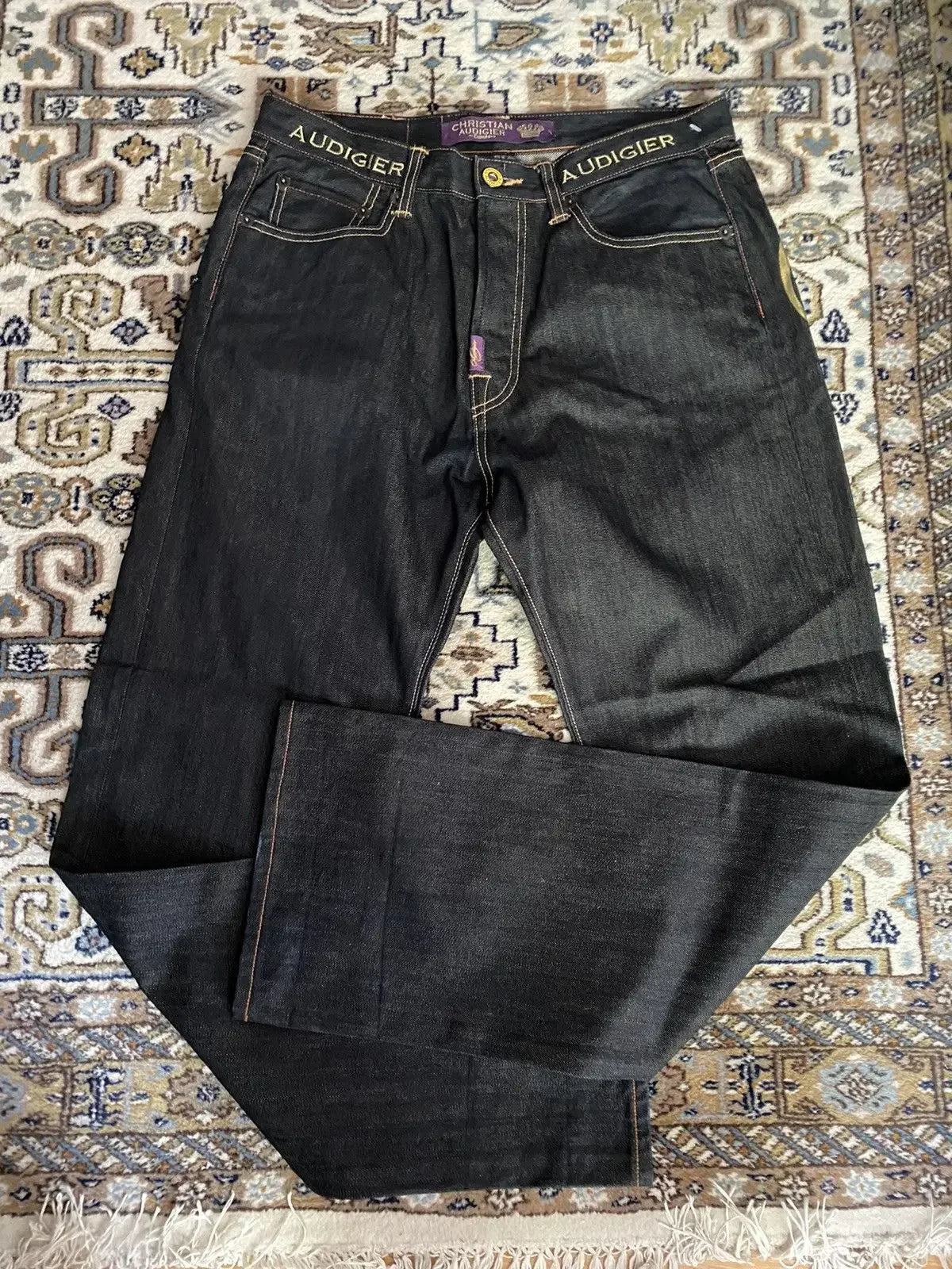 Y2K High-Waist Baggy Jeans – Rhinestone & Liberty Embroidery
