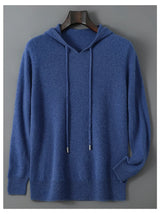 DjzDsm Autumn Winter Men's Sweater 100% Merino Wool Thick Hooded Pullover Soft Knitwear Casual Comfort Wool Clothing Tops