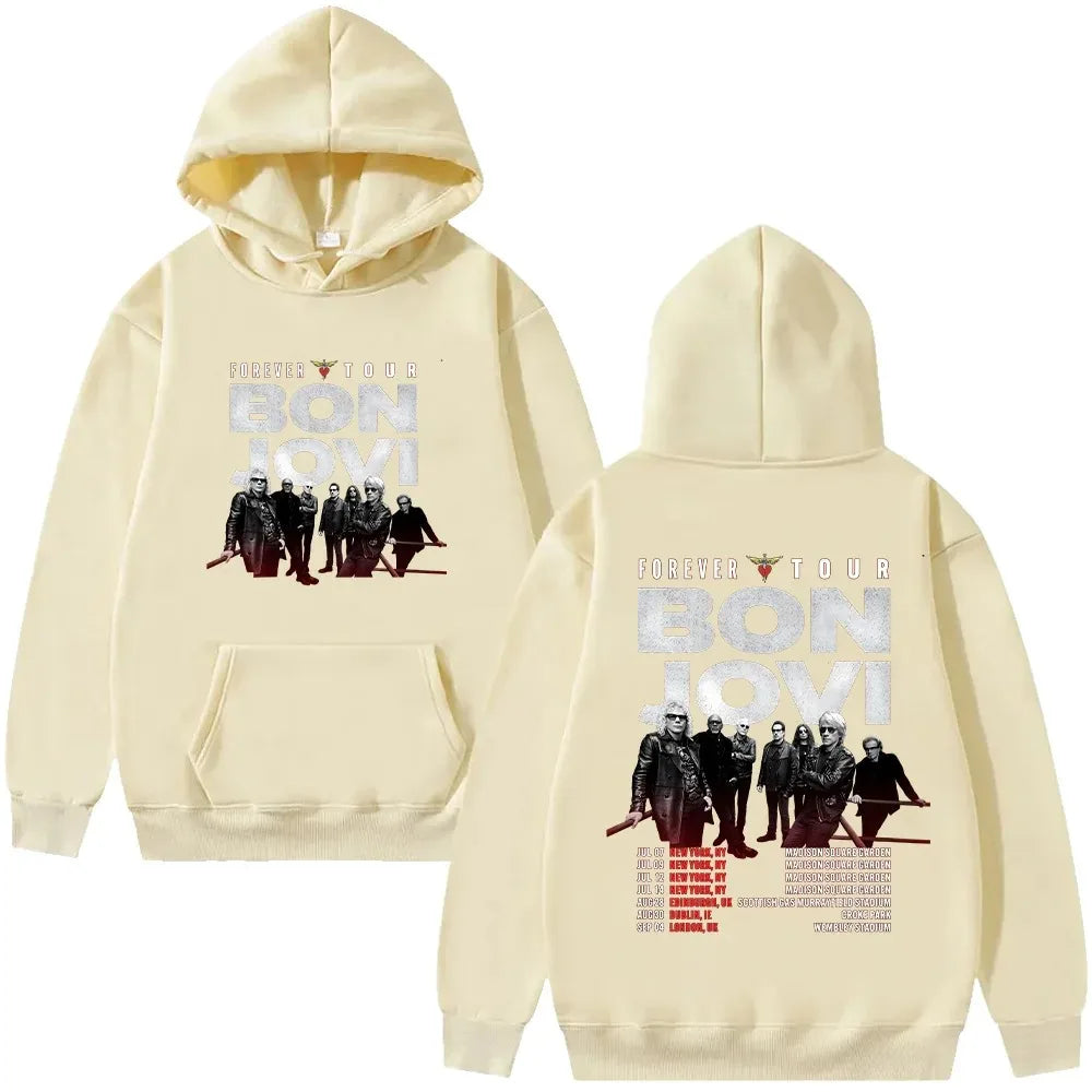 Bon Jovi Band Hoodies Bon Jovi Forever Tour Graphic Hoody Men Women Oversized Y2k Pullovers Fleece Warm Female Male Hoody Coats