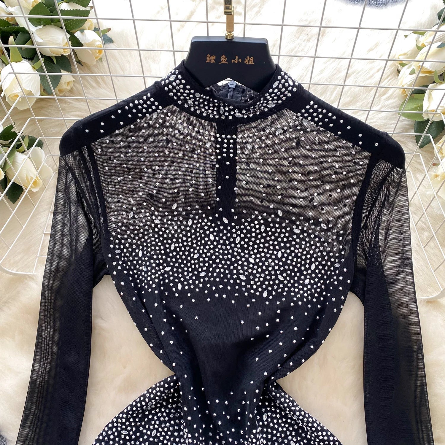 Sparkle & Shine: Women's Rhinestone Mesh Romper