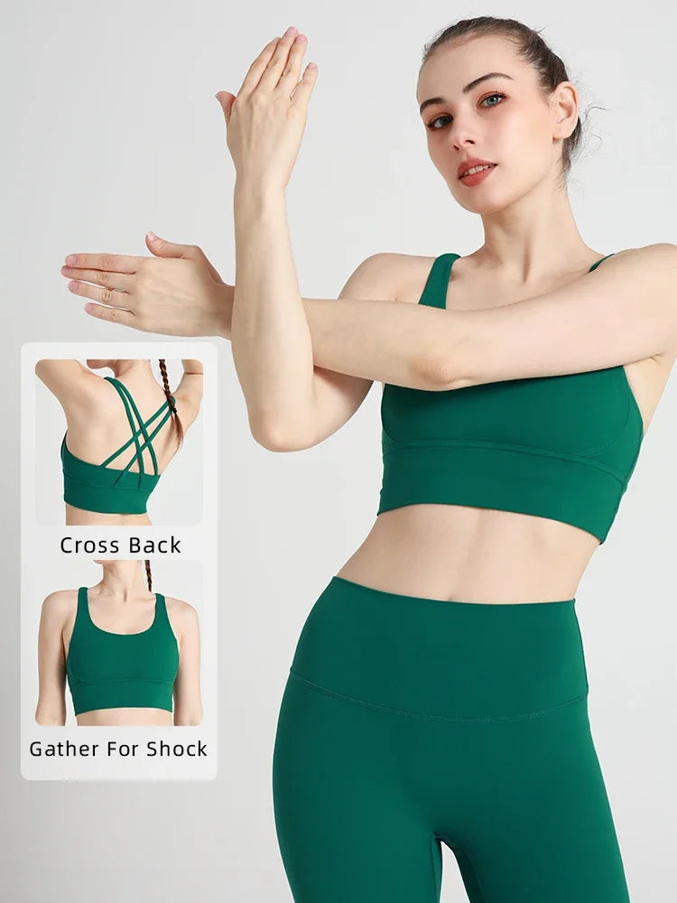 Women's Cross-Back Yoga Sports Bra