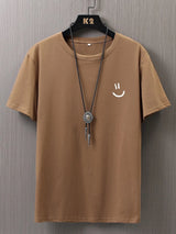 Men's Cotton T-Shirt with Minimalist Smile Print