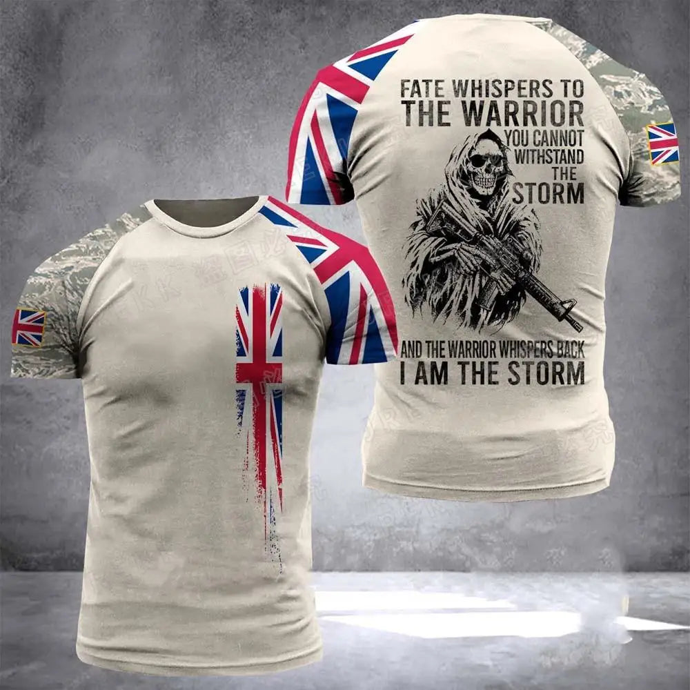 Men's Army Veteran T-shirt British Soldier 3DPrinted Pattern Field Camouflage Shirt High Quality Tops 2025 Summer