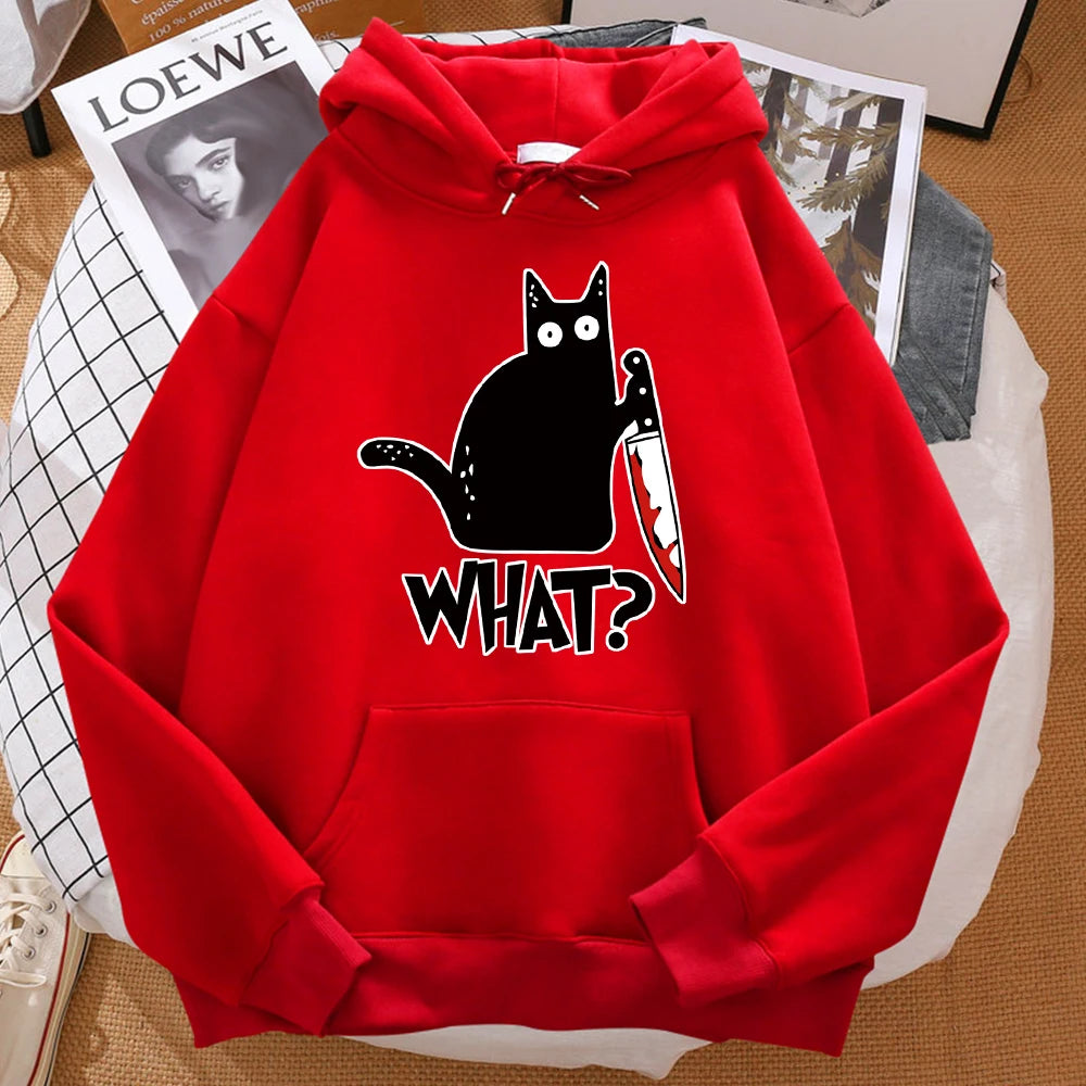 Little Black Cat Graphic Hoodie