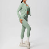 3pcs Sportswear Yoga Set Gym Sports Bra Zipper Jacket Leggings Clothes Sportswear Yoga Suits For Women Fitness Set Tracksuit
