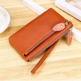 Fashion Women Genuine Leather Wristlet Clutch Bag Multifunctional Coin Purses Wallet Zipper Card Holder Money Clip Phone Bag