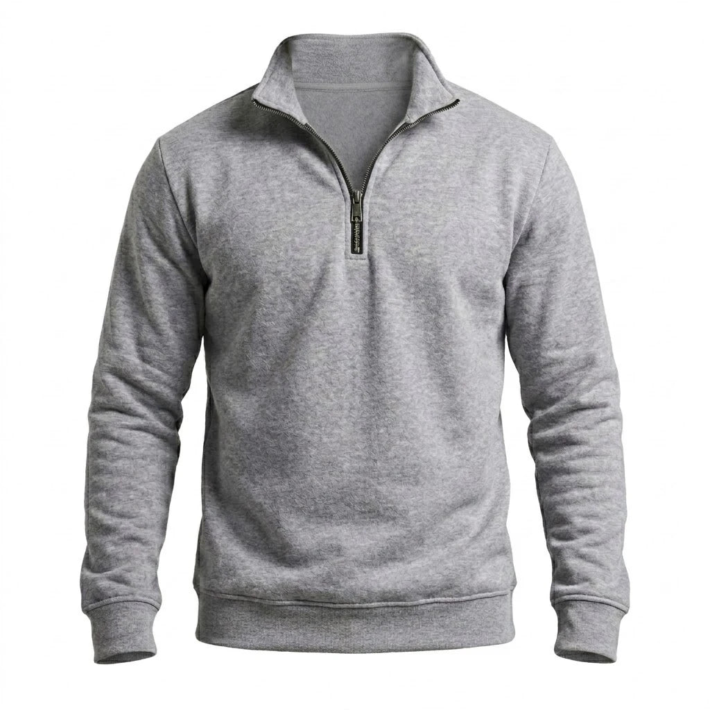 Men's Zip Sweatshirt Pullover Stand Collar Warm Fleece Casual Sweater Plain Long Sleeve Jumper Outwear Tops for Men Streetwear