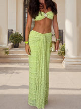Shell Print Bandeau & Tie-Front Skirt Set