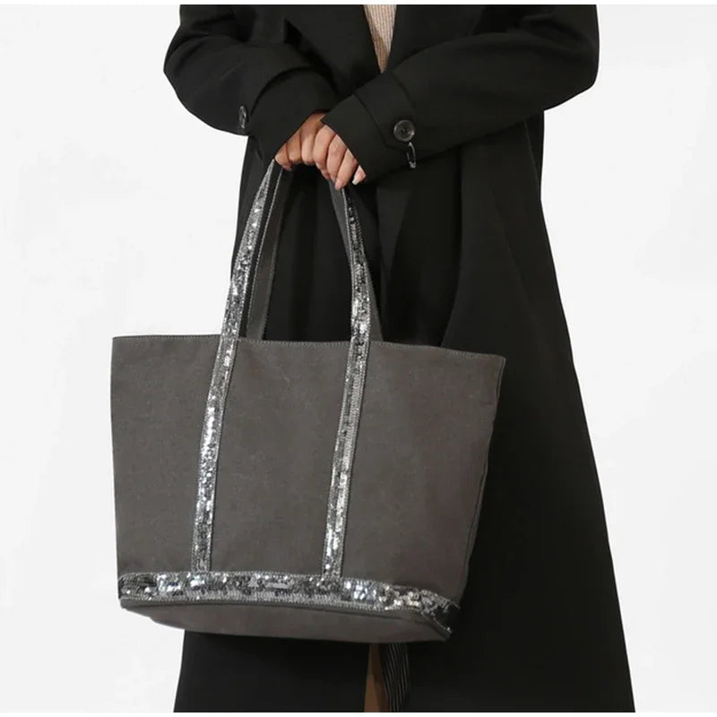 Women's Sequin Canvas Tote Bag