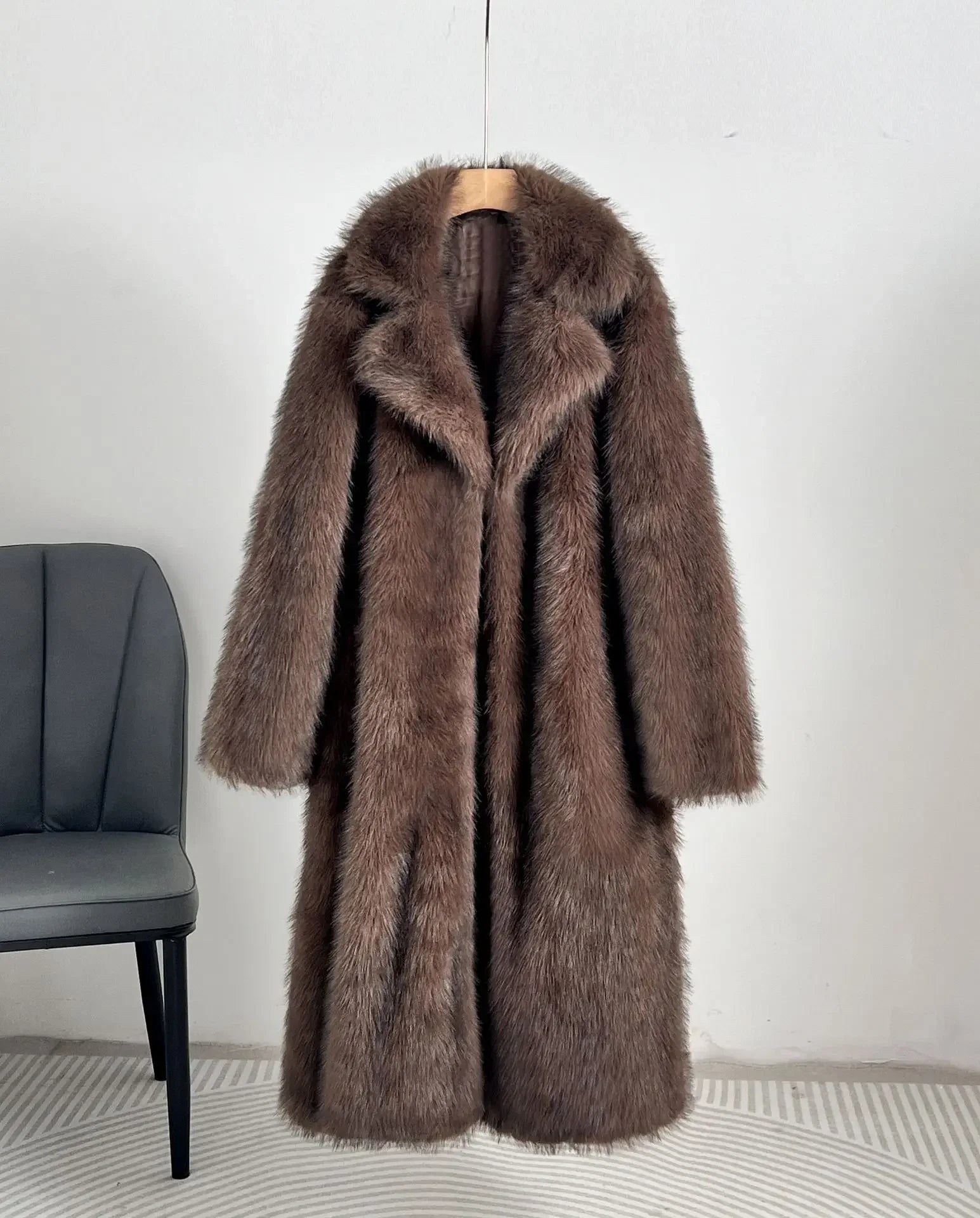 Luxury Gradient Faux Fur Overcoat