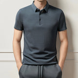 Men's Textured Knit Polo – Breathable Business Casual