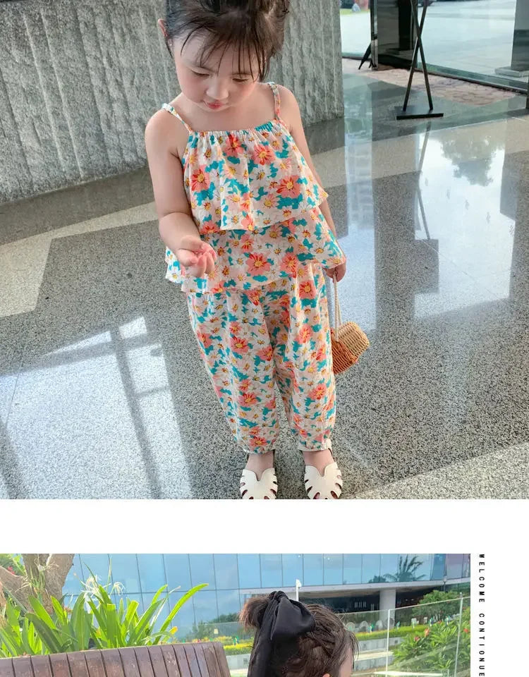 Girls' Floral Vest & Anti-Mosquito Suit