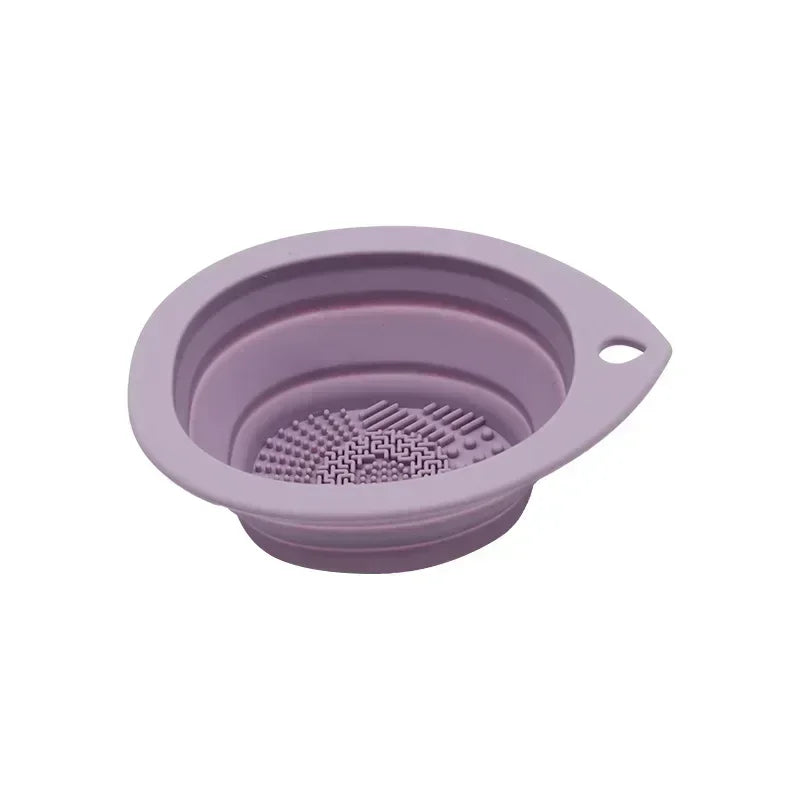 USA-Made Foldable Silicone Makeup Brush Cleaner & Powder Puff Washing Bowl