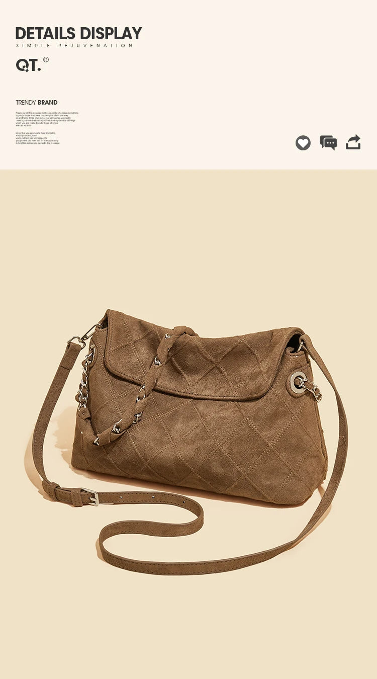LAORENTOU Fabric Women's Strap Shoulder Bag Advanced Retro Underarm Large Capacity Fashion Quilted Handbag for Women Cossbody