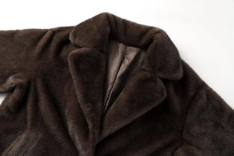 Luxury Faux Mink Long Overcoat
