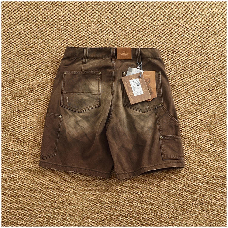 Men's Vintage Washed Cargo Shorts | Textured Cotton