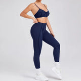 Seamless Yoga Sets Sports Fitness High Waist Hip-lifting Shapeing Trousers Backless Bra Suit Workout Gym Leggings Sets for Women