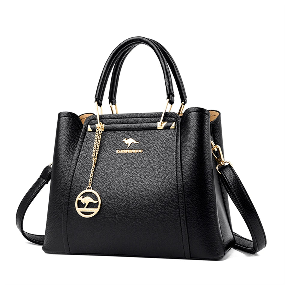 Luxury Triple-Layer Leather Tote & Crossbody