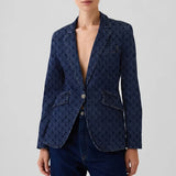 Vintage USA-Made Denim Suit Jacket – Chic Single-Breasted Streetwear