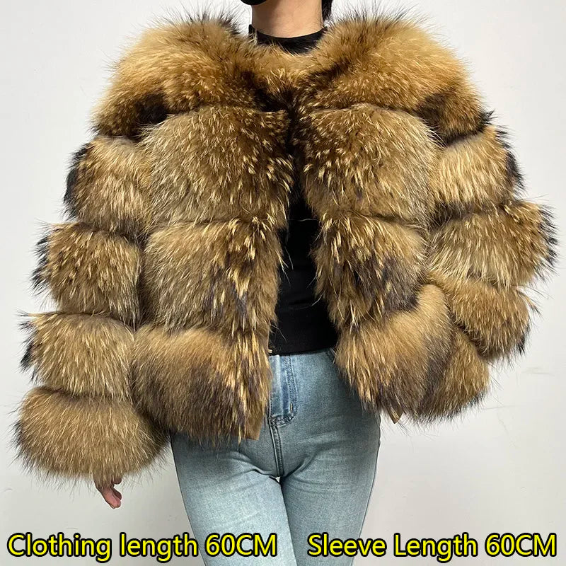 Luxury Women’s Real Raccoon & Fox Fur Jacket | Premium Winter Outerwear
