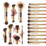 MAANGE Pro Makeup Brush Kit 20pcs Brushes with Storage Bag Dual End Foundation Powder Blush Eyeshadow Brush Beauty Blending Kit