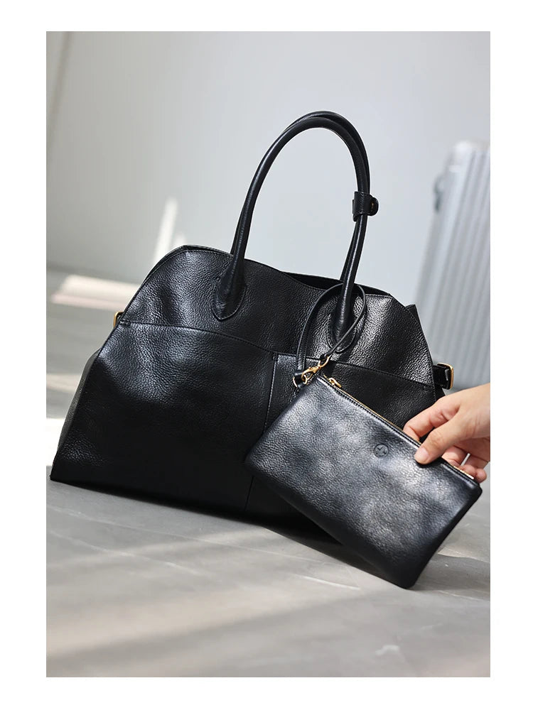 Women's Vegetable-Tanned Cowhide Leather Tote Bag