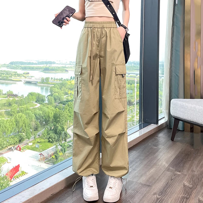 Women’s High-Waist Cargo Pants with Pockets