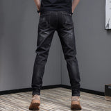 Embroidered Jeans Men's Autumn Winter New Korean Fashion Slim Little Feet Trousers Stretch Vintage Street Denim Trousers Male