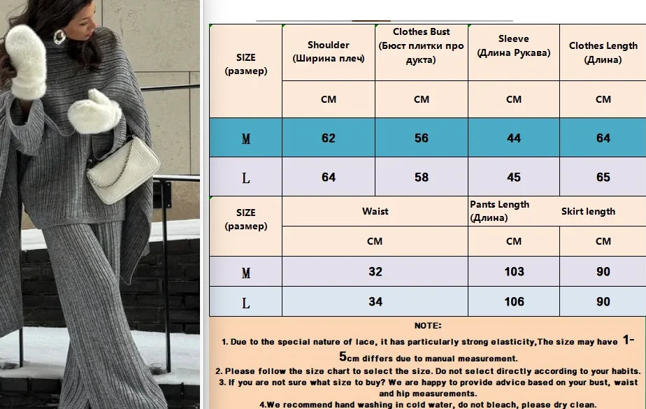 Hirsionsan Sexy Soft Elegant Vintage Women Suits 2 Pieces Female Sets Polo Neck Cardigan Sweater & Midi Dress Knitted TrackSuit