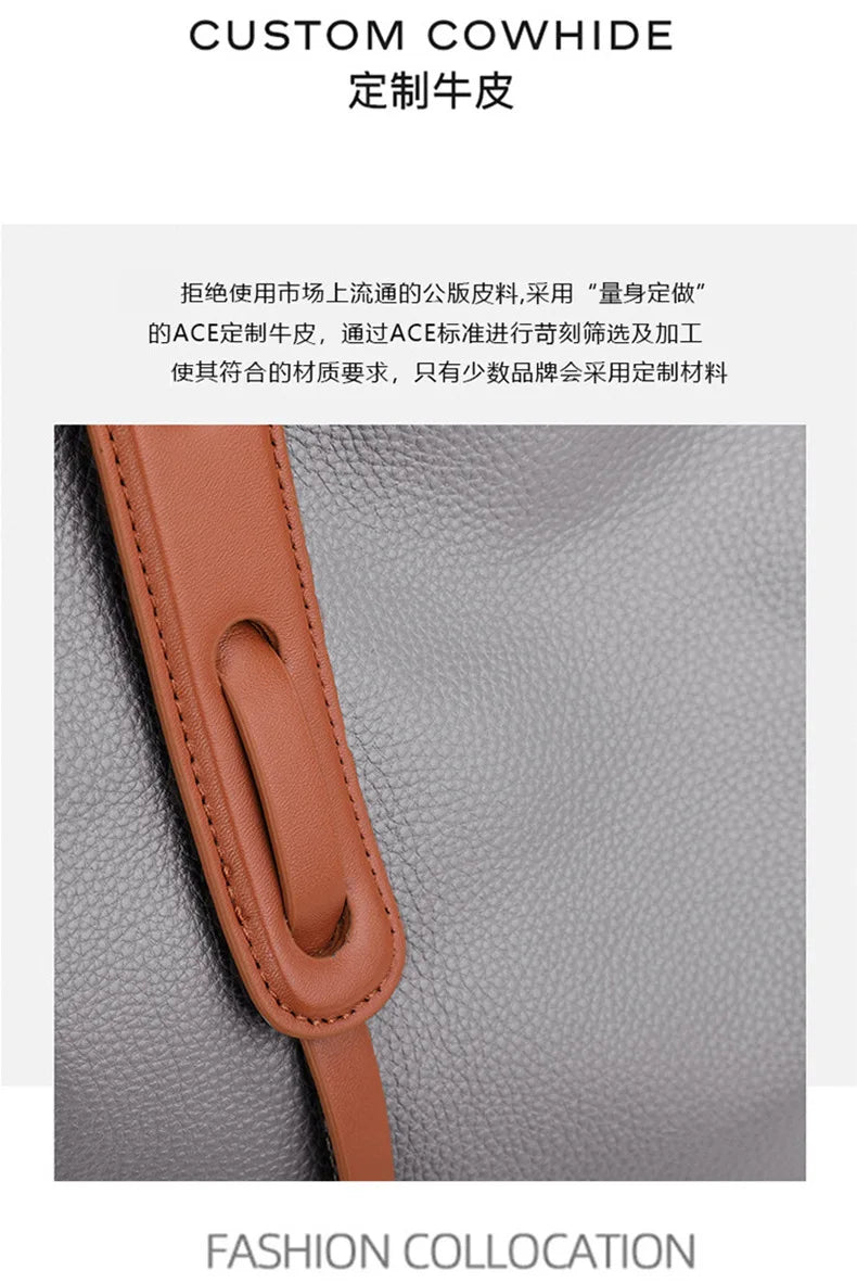 Genuine Leather Tote Bag Luxury Designer Women's Shoulder Bag Large Capacity Women Bags High Quality Soft Cowhide Female Handbag