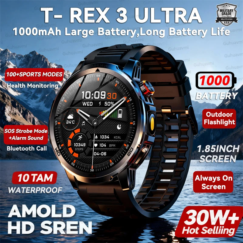 GUHUAVMI AK95 Pro Smartwatch – AMOLED, GPS & Flashlight