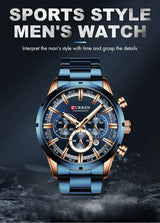 Men's six-needle multifunctional watch Waterproof calendar round strap stainless steel strap date men's business men's watch