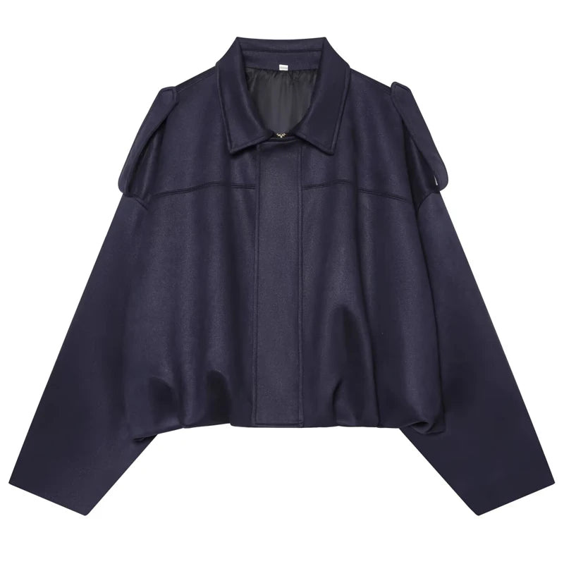 HXAO Suede Cropped Jacket Women's Bomber Jacket Oversized Batwing Sleeves Outerwears Lady Casual Loose Coat Street Style Jackets