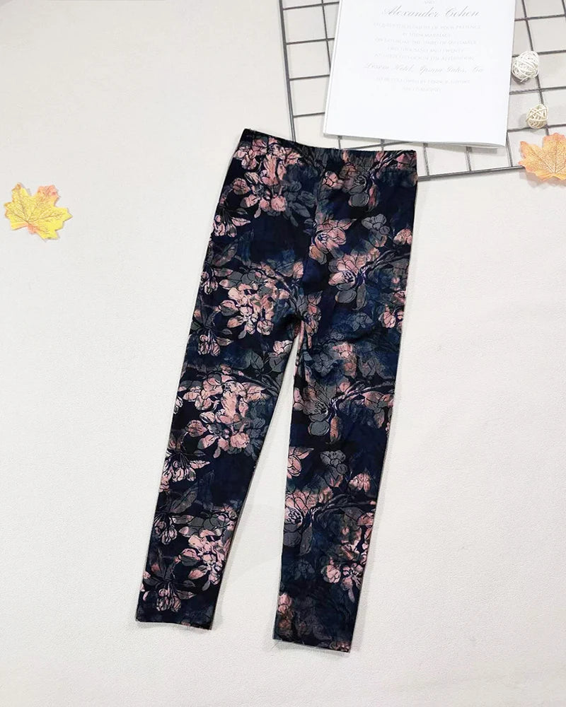 Girls' Floral Cartoon Fashion Leggings