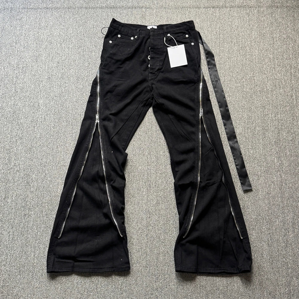 Men's High Street Flare Denim Jeans – Zipper Detail