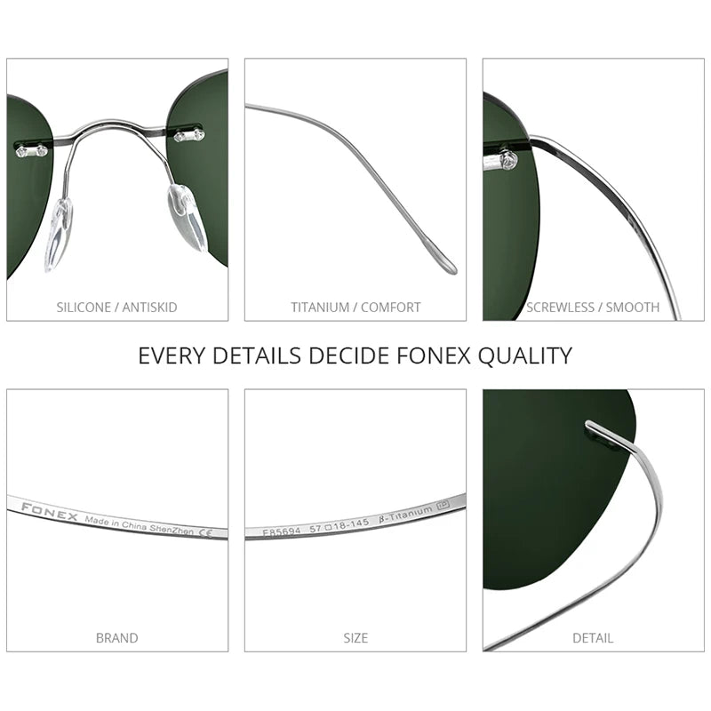 FONEX Titanium Rimless Polarized Sunglasses – Ultralight