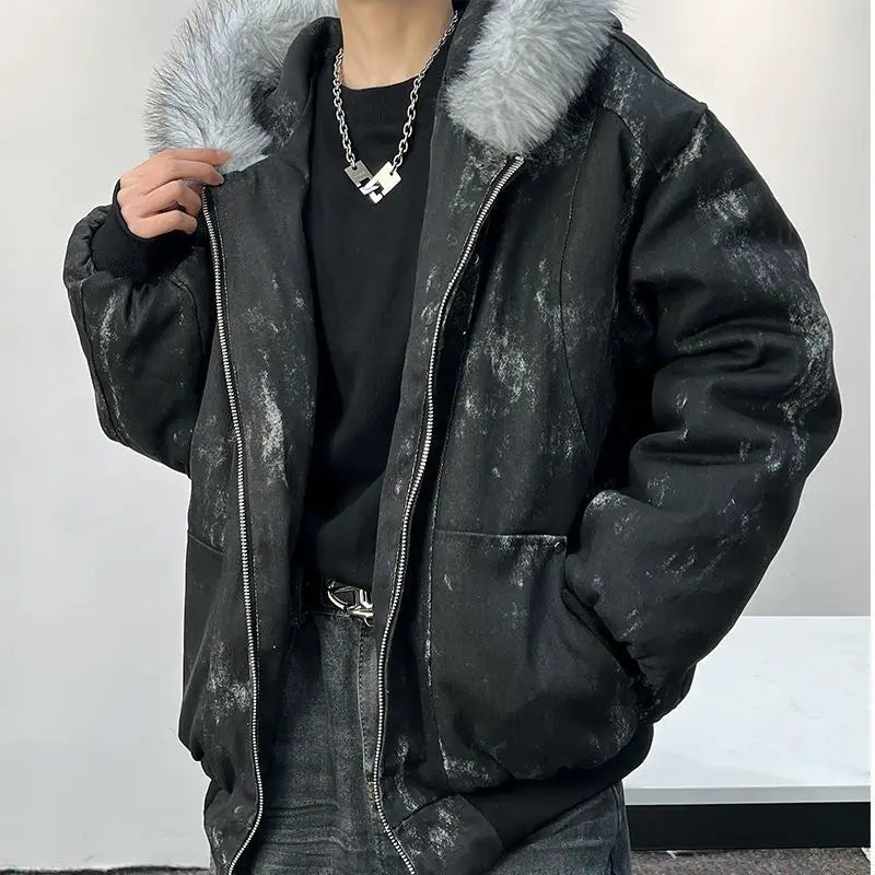 Men's Cotton Jacket – Eagle Embroidery & Tie-Dye