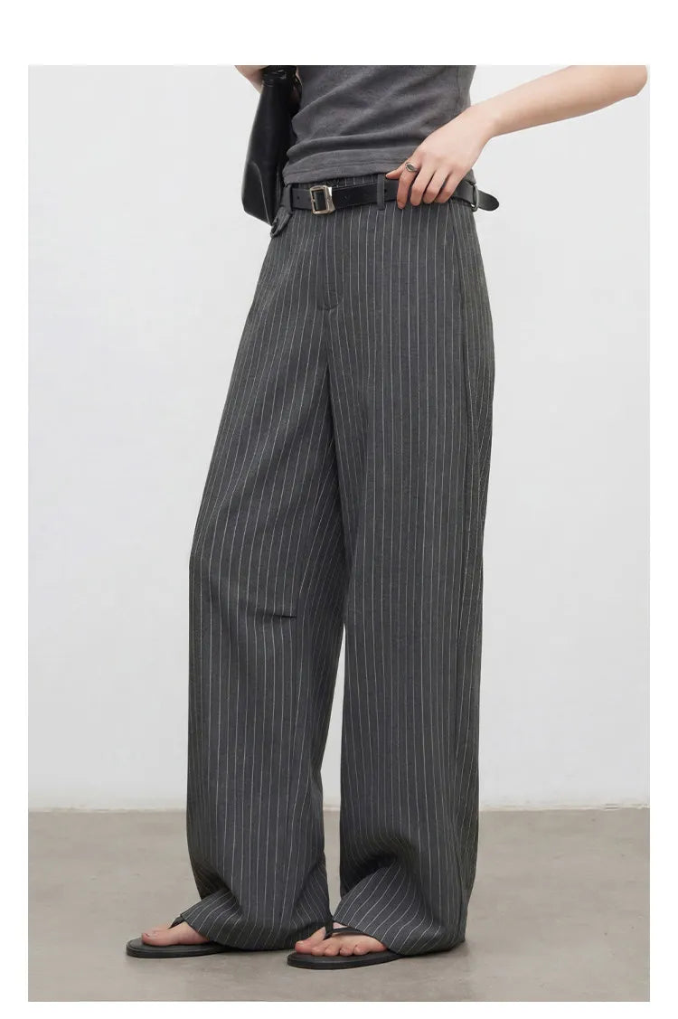 Women's Herringbone Wide-Leg Office Trousers