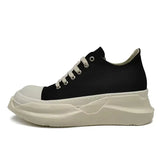 Men's Platform Heels Shoes Leather Women Canvas Luxury Jumbo Lace Up High Street Autumn Flats Black Sneakers