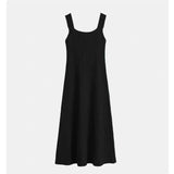 Women's Spring Autumn Long Split Sweater Sling Dress Two Piece Set Lady Graceful Black Knit Clothing Sleeveless Dresses Outfits