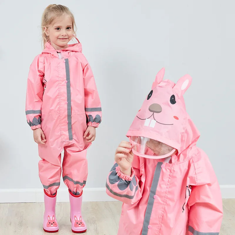 Kids Waterproof Hooded Rainsuit – Boys & Girls