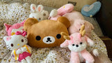 Rilakkuma Plush Bed Headrest Cushion For Dorms Soft Stuffed Bunk Bed Backrest Pillow Cute Decor For College Student Bedrooms