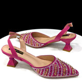 Rhinestone Pointed-Toe Slingback Heels & Bag Set