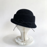 Women's Bow Cloche Hat with Roll-Up Brim