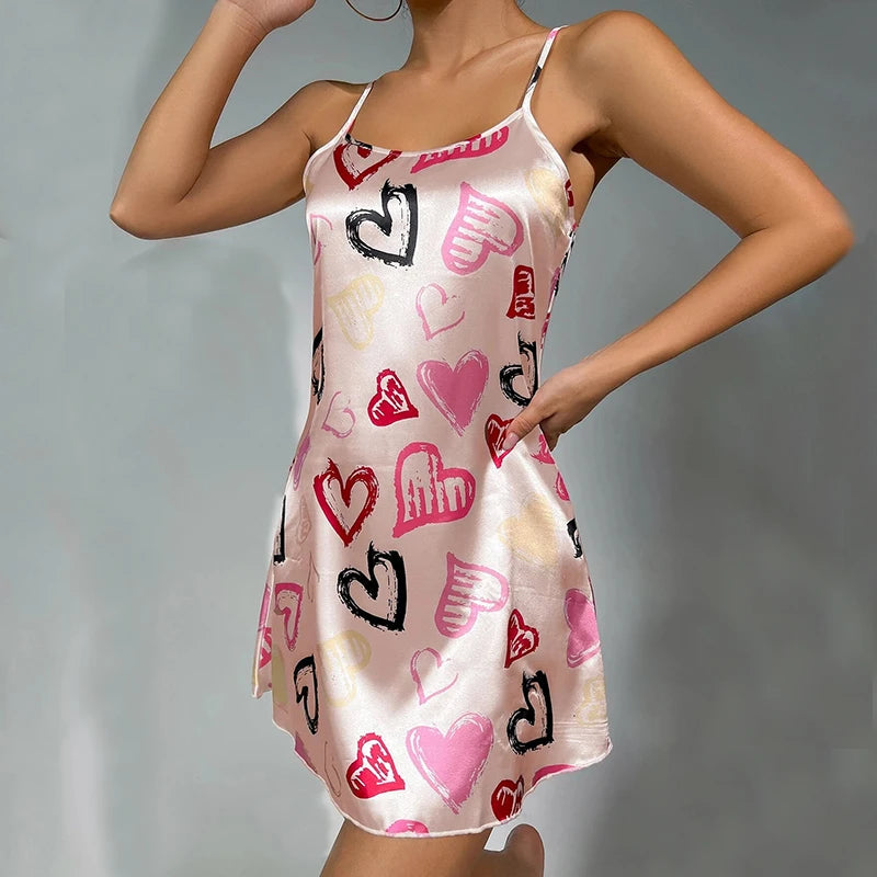 Elegant Floral Satin Nightdress